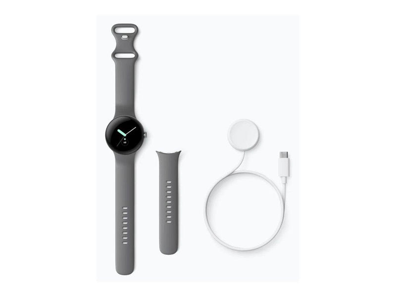 Google Pixel Watch LTE - Polished Silver with Charcoal Band