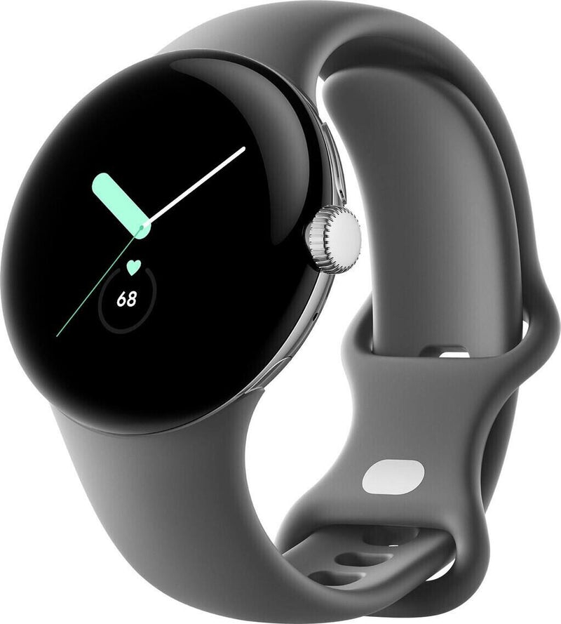 Google Pixel Watch (LTE) - 41mm in Polished Silver mit Sportarmband in Hazel