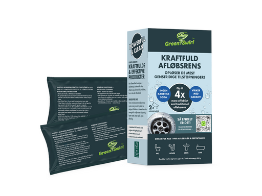GreenSwirl Powerful drain cleaner - 2 dosing bags of 233 g