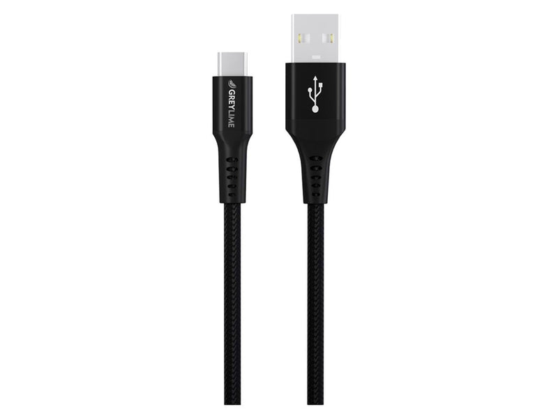 GreyLime Braided USB-A to USB-C Cable Black 3 m