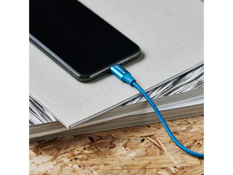 GreyLime Braided USB-C to MFi Lightning Cable Blue 2 m