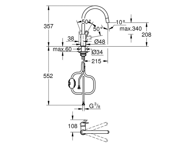 Grohe BauLoop kitchen mixer chrome *DEMO*