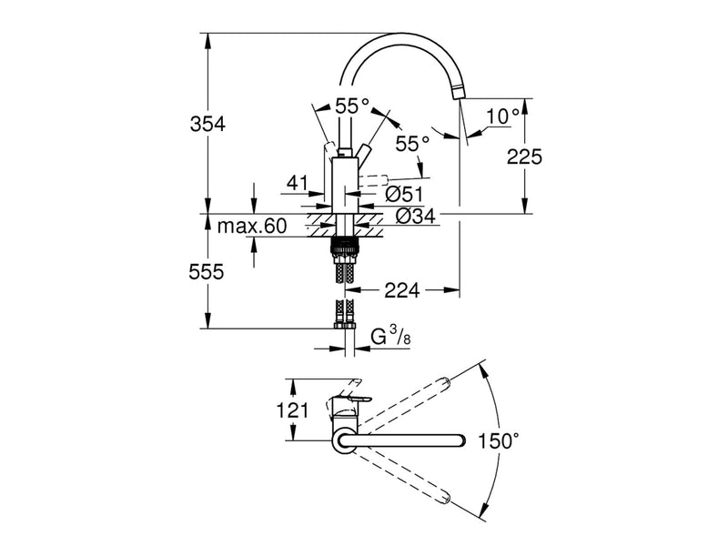 Grohe Feel, Einhand-Spültischbatterie, DN 15, chrom