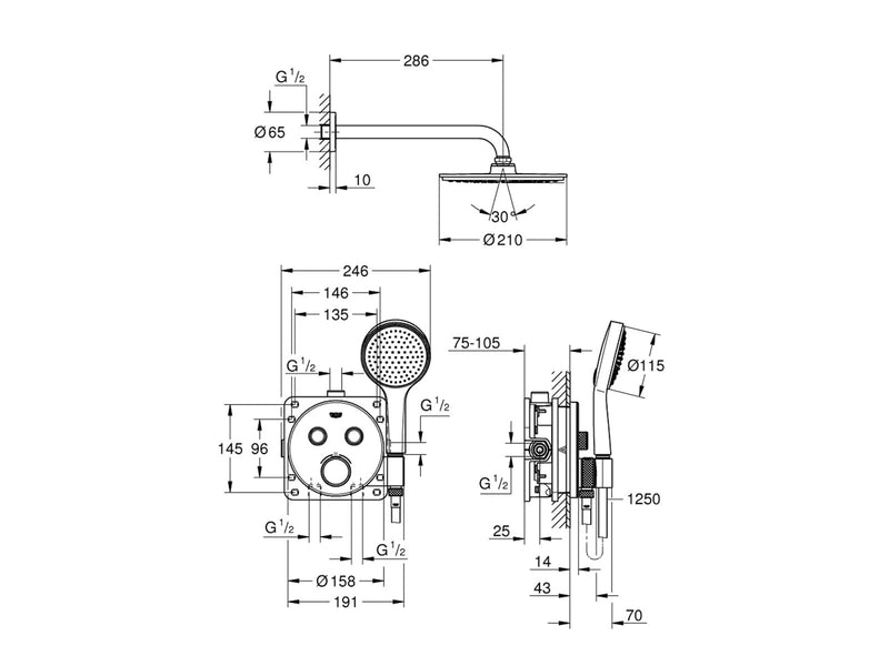Grohe Grohtherm SmartControl, Duschsystem Unterputz, chrom