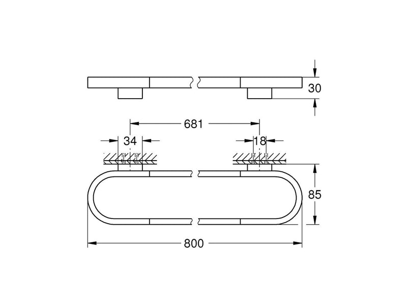 Grohe Selection håndklædestang 800mm. Børstet cool