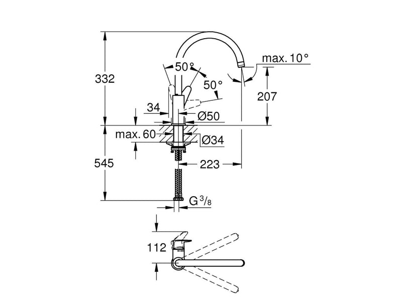 Grohe Start Curve Kitchen faucet C-spout Chrome