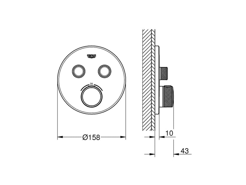 Grohe grt smartcontrol thm trimset round 2sc