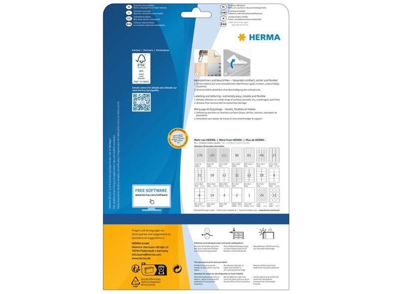 HERMA Ablösbare Etiketten A4, 210 x 297 mm, weiß