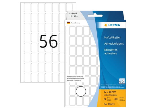 HERMA Ablösbare Vielzwecketiketten 12 x 18 mm, weiß, zur Handbeschriftung