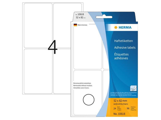 HERMA Ablösbare Vielzwecketiketten 52 x 82 mm, weiß, zur Handbeschriftung