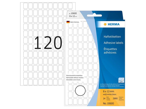HERMA Ablösbare Vielzwecketiketten 8 x 12 mm, weiß, zur Handbeschriftung