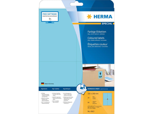 HERMA Coloured labels A4 105 x 148 mm blue removable