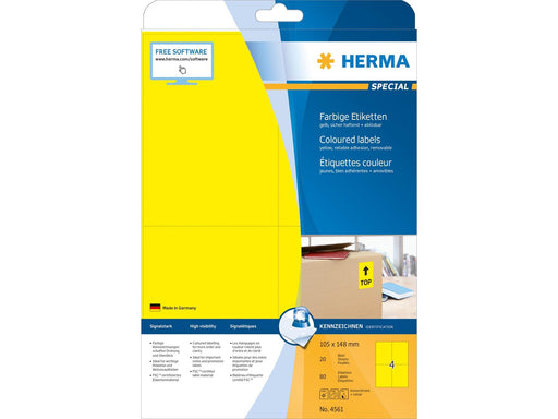HERMA Coloured labels A4 105 x 148 mm yellow removable