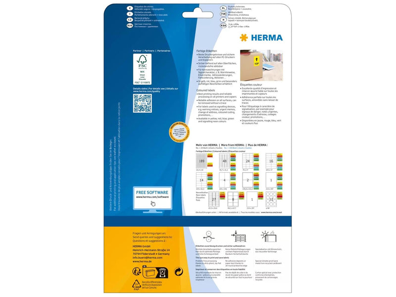 HERMA Coloured labels A4 105 x 148 mm yellow removable