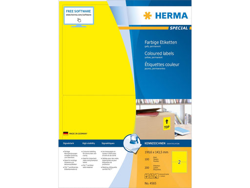 HERMA Coloured labels A4 199.6 x 143.5 mm yellow permanent adhesion