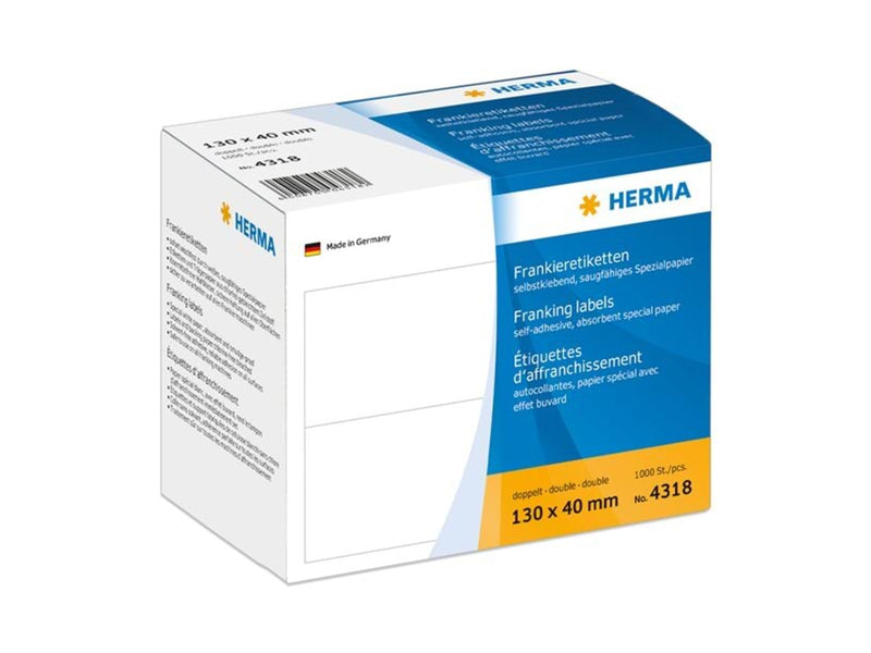 HERMA Frankieretiketten doppelt, 130 x 40 mm, weiß, permanent haftend