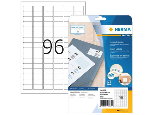 HERMA Inkjet-Etiketten A4, 30,5 x 16,9 mm, weiß, permanent haftend