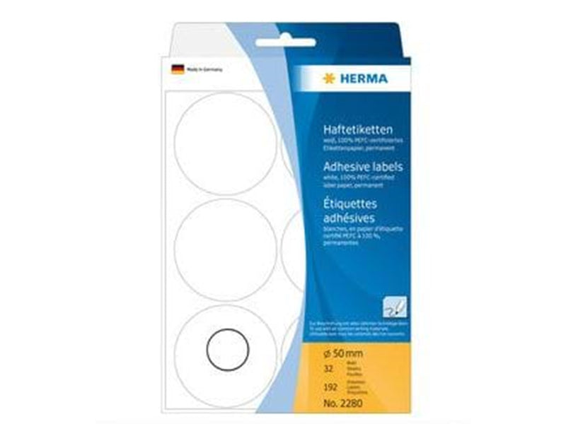 HERMA Multi-purpose labels/colour dots Ø 50 mm white