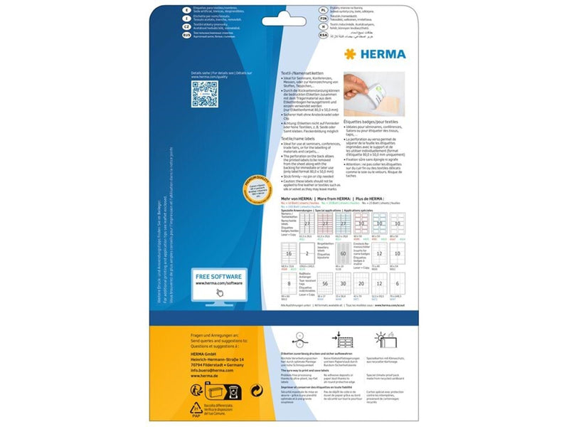 HERMA Namensetiketten, ablösbar, A4, 80,0 x 50,0 mm, weiß blauer Rand, trennbar, Acetatseide, bedruckbar