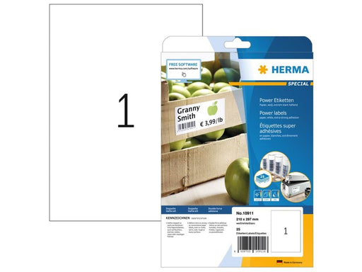 HERMA Power-Etiketten A4, 210 x 297 mm, weiß, extrem stark haftend, aus Papier