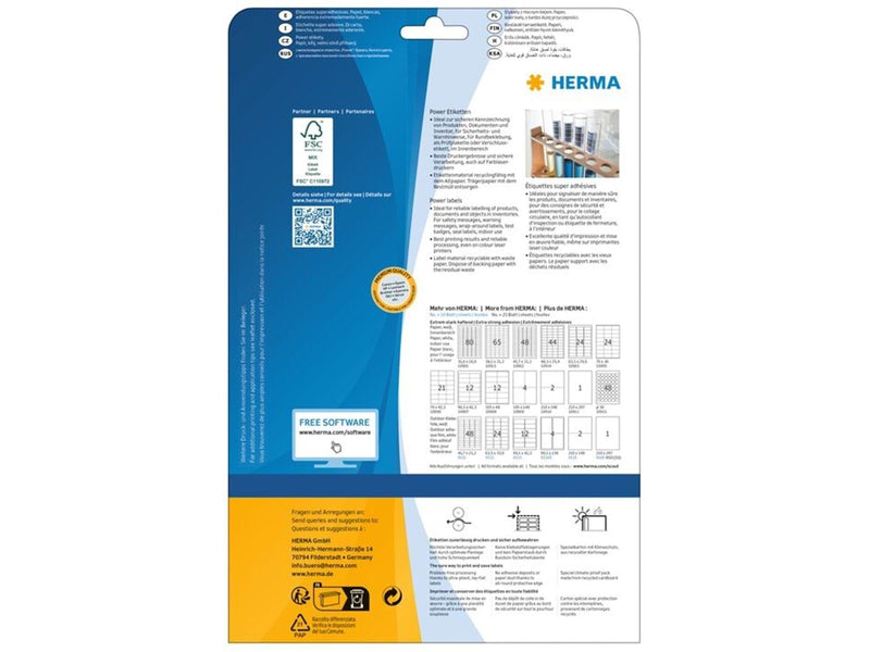 HERMA Power-Etiketten A4, 210 x 297 mm, weiß, extrem stark haftend, aus Papier