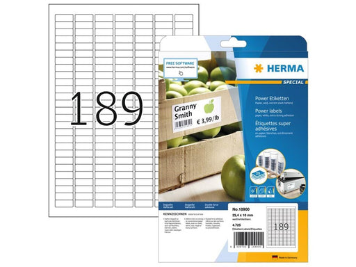 HERMA Power-Etiketten A4, 25,4 x 10 mm, weiß, extrem stark haftend, aus Papier