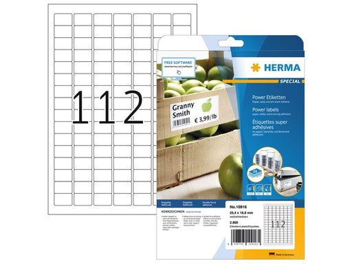 HERMA Power-Etiketten A4, 25,4 x 16,9 mm, weiß, extrem stark haftend, aus Papier