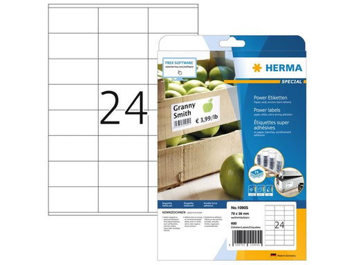HERMA Power-Etiketten A4, 70 x 36 mm, weiß, extrem stark haftend, aus Papier
