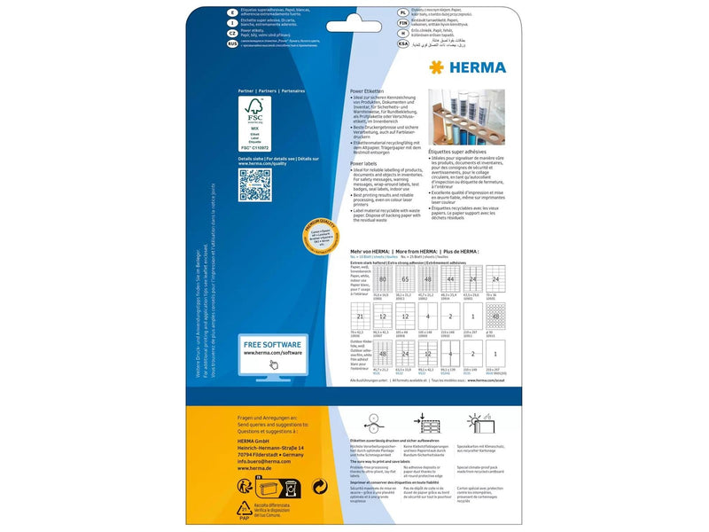 HERMA Power labels with strong adhesion A4 97 x 42.3 mm made of paper