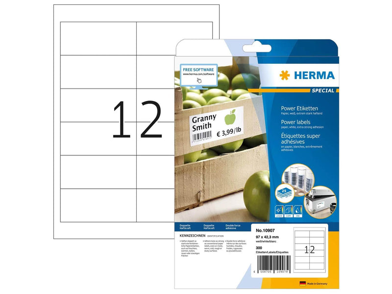 HERMA Power labels with strong adhesion A4 97 x 42.3 mm made of paper