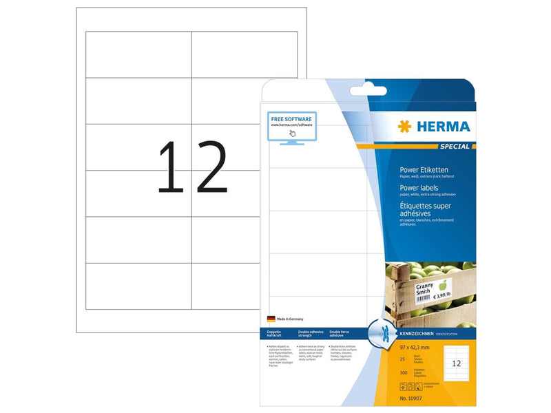 HERMA Power labels with strong adhesion A4 97 x 42.3 mm made of paper