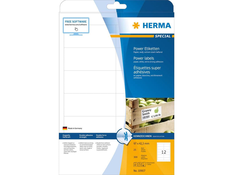 HERMA Power labels with strong adhesion A4 97 x 42.3 mm made of paper