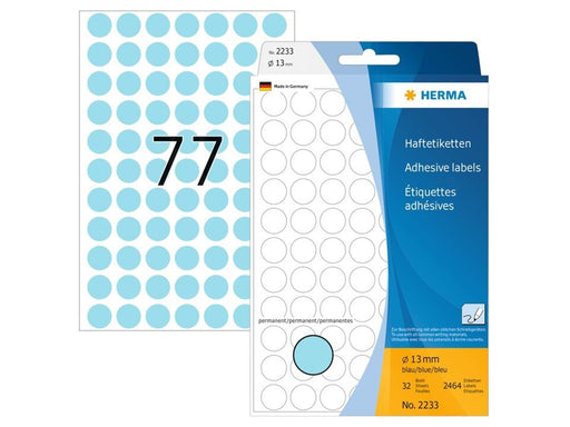 HERMA Vielzwecketiketten/Farbpunkte Ø 13 mm, rund, blau, permanent haftend, zur Handbeschriftung