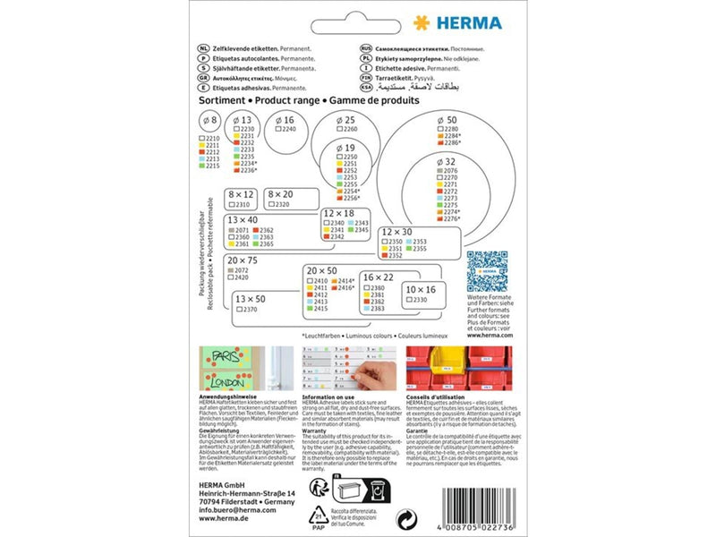HERMA Vielzwecketiketten/Farbpunkte Ø 32 mm, rund, blau, permanent haftend, zur Handbeschriftung