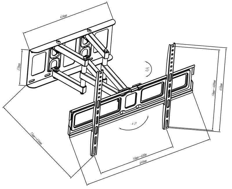 MyWall HF 19 TV-Wandhalterung 81 cm (32') - 178 cm (70') Neigbar+Drehbar max. 40 KG