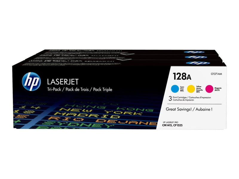 HP 128A / CF371AM 3-Pack (Yellow Cyan Magenta) Toner
