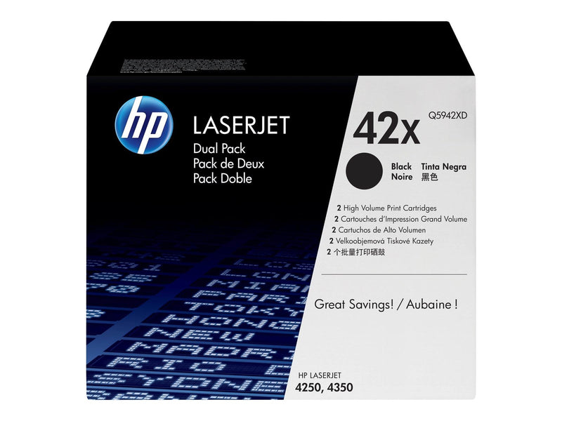 HP 42XD / Q5942XD 2-Pack High Capacity Black Toner