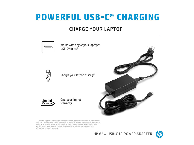 HP 65W USB-C LC Power Adapter (1P3K6AA)