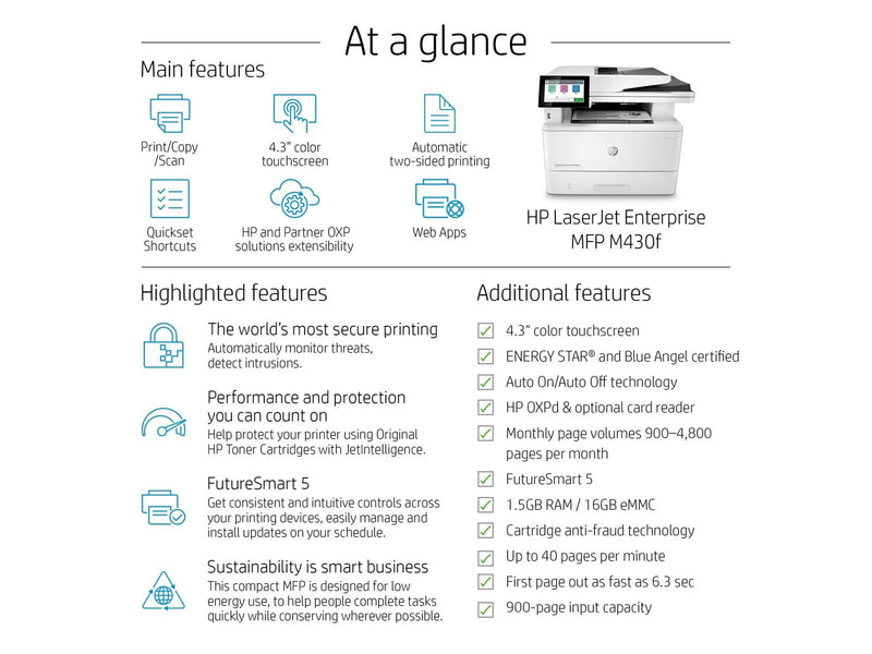 HP LaserJet Enterprise MFP M430f Mono Laser All in One Multifunktion - Einfarbig - Laser