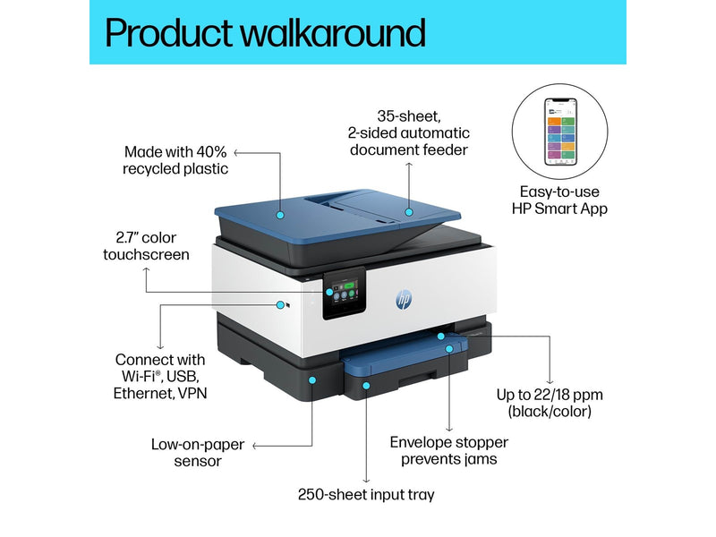 HP OfficeJet Pro 9125e All-in-One Printer Multifunktion - Farbe - Thermal Inkjet