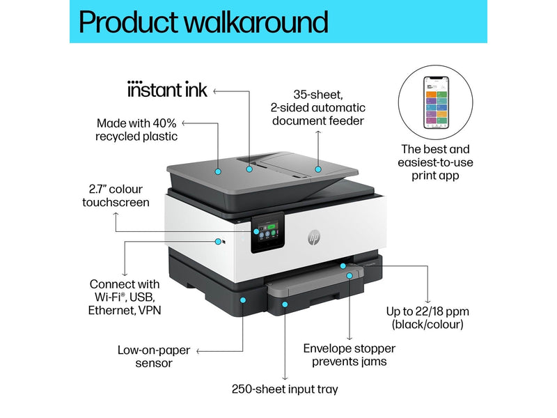 HP Officejet Pro 9120e All in One Multifunktion - Farbe - Tinte