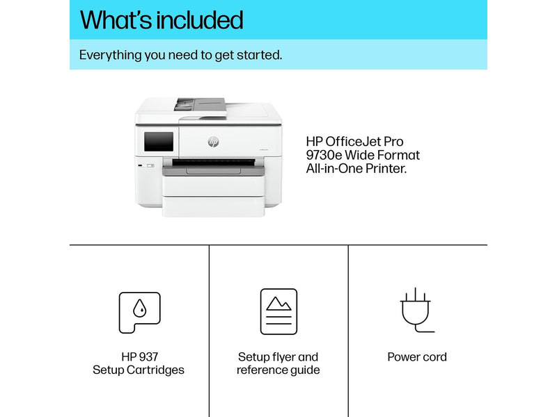 HP Officejet Pro 9730e Wide Format A3 All in One Multifunktion - Farbe - Tinte
