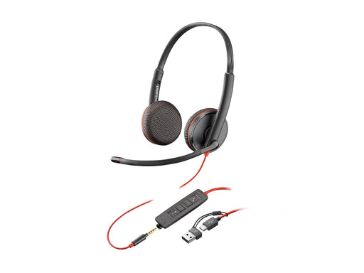 HP Poly Blackwire 3225 Stereo USB-C Headset +3.5mm Plug +USB-C/A Adapter (Bulk) (8X229A6)