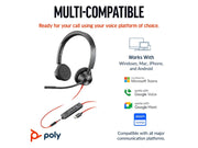 HP Poly Blackwire 3325 Stereo Microsoft Teams Certified USB-C Headset +3.5mm Plug +USB-C/A Adapter