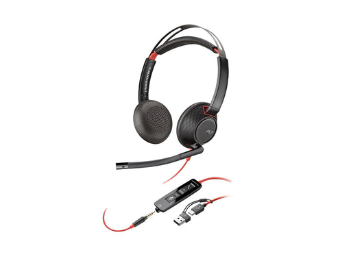 HP Poly Blackwire 5220 USB-C-stereoheadset + 3.5 mm stik +USB-C/A-adapter (bulk) (8X231A6)