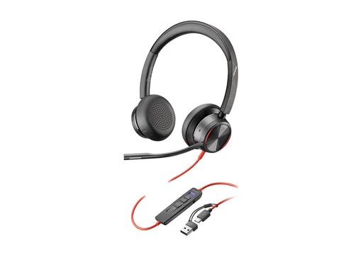 HP Poly Blackwire 8225 Stereo Microsoft Teams Certified USB-C Headset +USB-C/A Adapter (8X225AA)