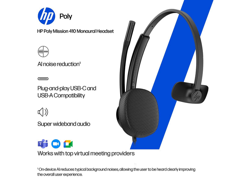 HP Poly Mission 415 Monaural USB Wired Headset