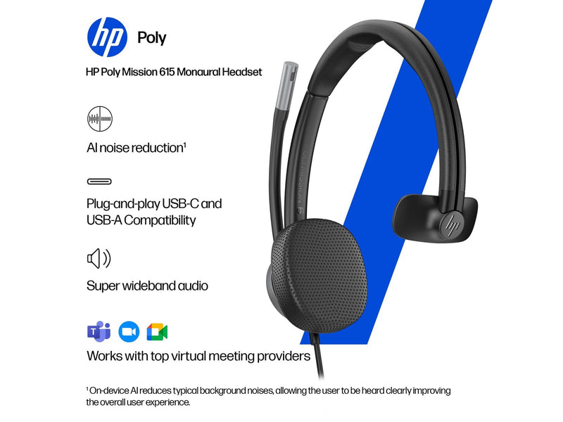 HP Poly Mission 625 Stereo USB Wired Headset