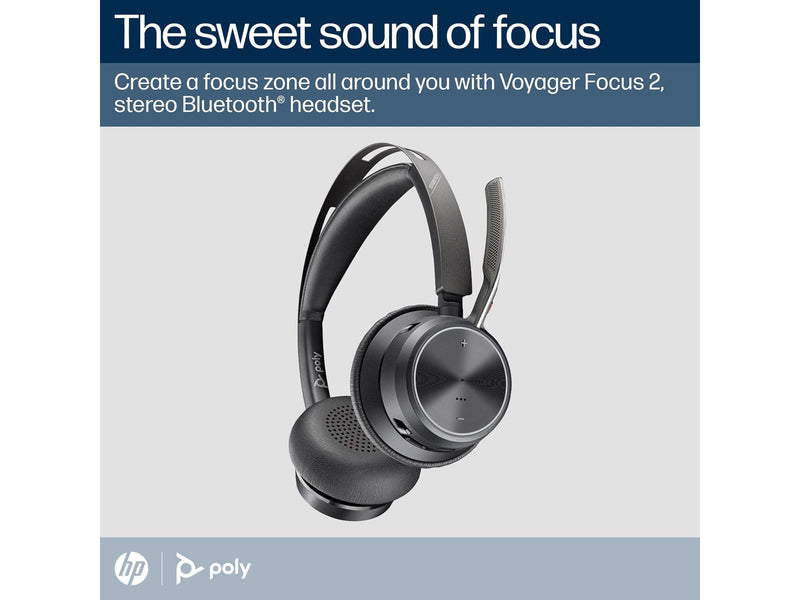 HP Poly Voyager Focus 2 USB-C-C Headset +USB-C/A Adapter +Charging Stand