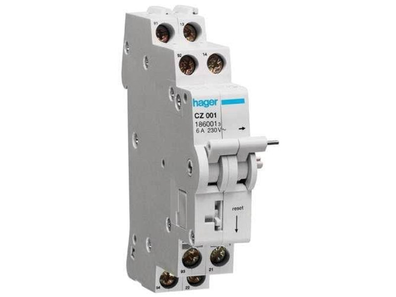 Hager Auxiliary contact for rccb 2(1c+1o) 6a 240vac